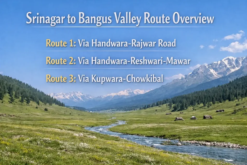 Srinagar to Bangus valley route overview - Srinagar to bangus valley taxi service