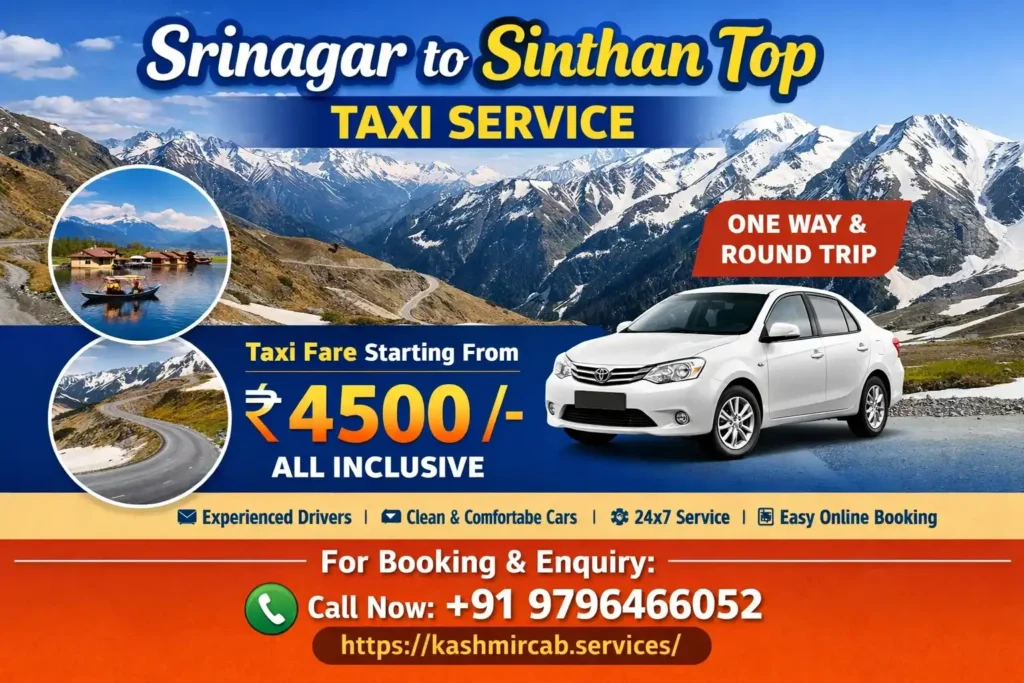 Srinagar to Sinthan Top Taxi