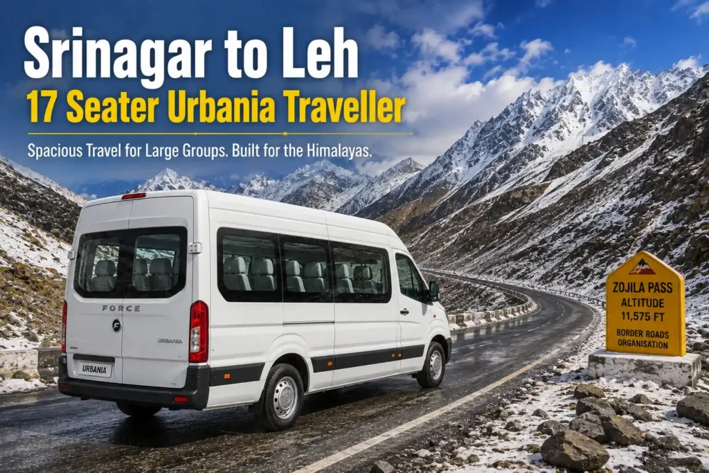 Srinagar to Leh 17 seater tempo traveller - Book now
